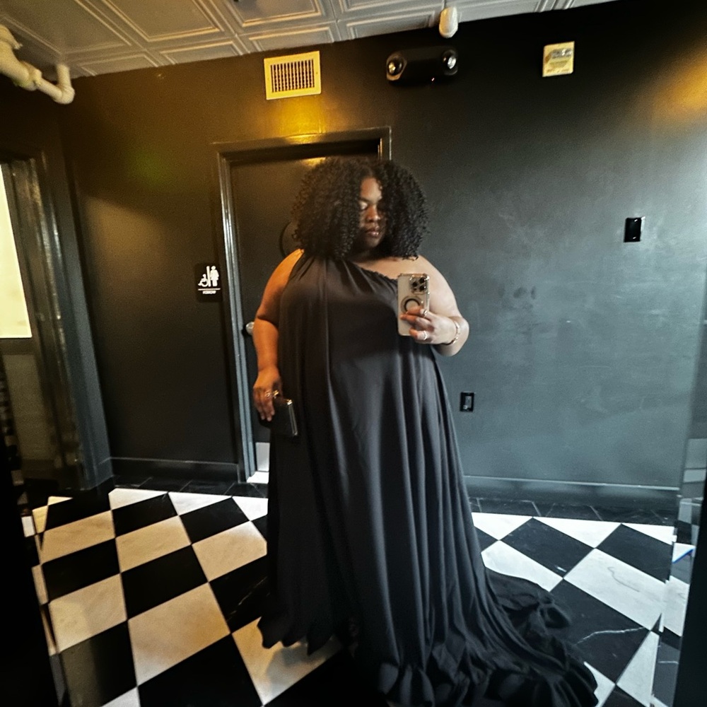 Eloquii Black One Shoulder Dress